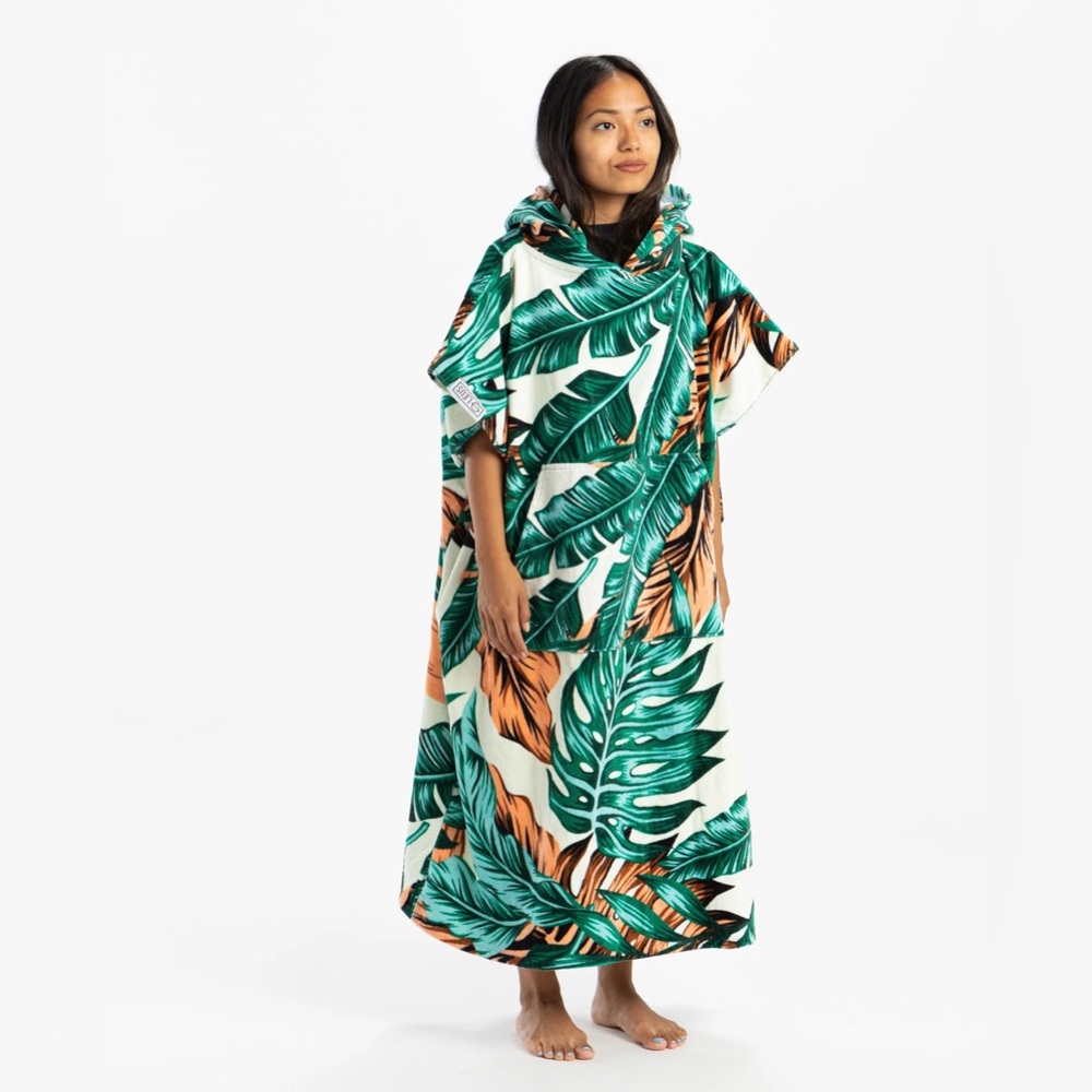 🌴 LEUS Original Eco Poncho Hooded Towel Unisex L in “Jungle Fever” NWT🌴